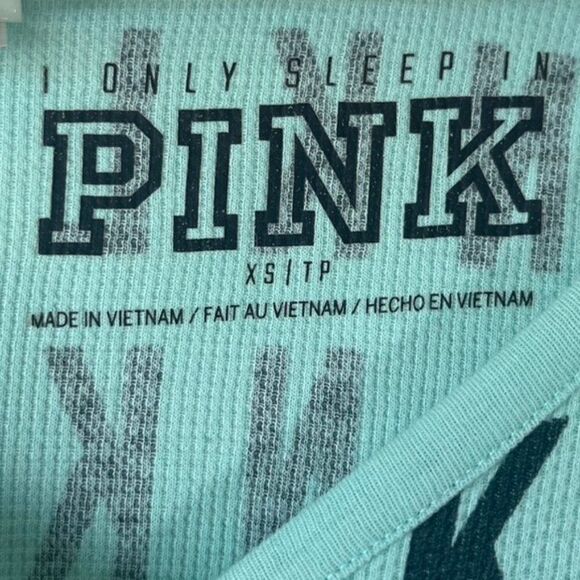 Victoria's Secret PINK Aqua/Black Waffle Knit Love Pink Onesie Sz XS - Picture 5 of 9